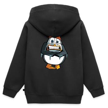 Frierender Pinguin Wintermotiv - Kinder Premium Organic Zip Hoodie - Schwarz - Hinten - AI Model Kid Male (0cm)