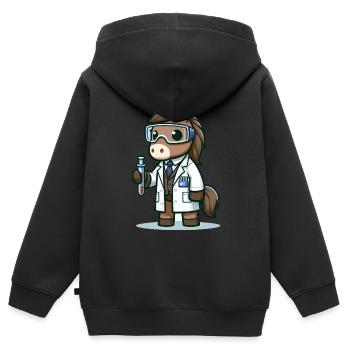 Cute Horse Scientist - Kids Premium Organic Zip-up Hoodie - black - Back - AI Model Kid Male (0cm)