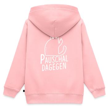Pauschal Dagegen Katze - Kinder Premium Organic Zip Hoodie - Rosa - Hinten - AI Model Kid Female (0cm)