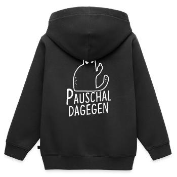 Pauschal Dagegen Katze - Kinder Premium Organic Zip Hoodie - Schwarz - Hinten - AI Model Kid Male (0cm)