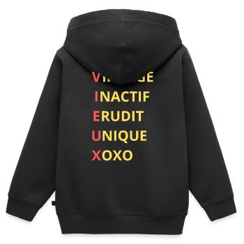 VIEUX Définition Senior Humour - Sweat Premium à capuche zippé enfant bio - noir - Dos - AI Model Kid Male (0cm)