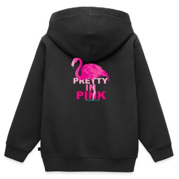 Pretty in Pink Flamingo Pin Comic cadeau tendance - Sweat Premium à capuche zippé enfant bio - noir - Dos - AI Model Kid Male (0cm)