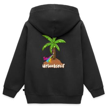 urlaubsreif,urlaub,ferien,palme,insel - Kinder Premium Organic Zip Hoodie - Schwarz - Hinten - AI Model Kid Male (0cm)
