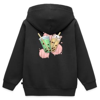 Bubble Tea 2 - Kinder Premium Organic Zip Hoodie - Schwarz - Hinten - AI Model Kid Male (0cm)