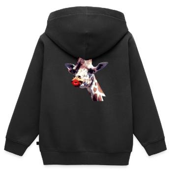 Giraffe, Wimpern,kussmund, drag - Kinder Premium Organic Zip Hoodie - Schwarz - Hinten - AI Model Kid Male (0cm)