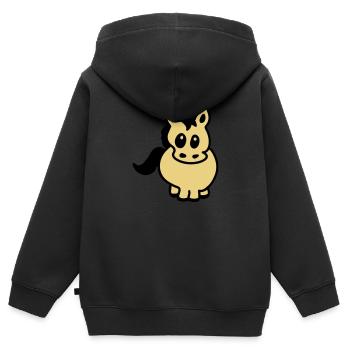 Dickes Pony - Kinder Premium Organic Zip Hoodie - Schwarz - Hinten - AI Model Kid Male (0cm)
