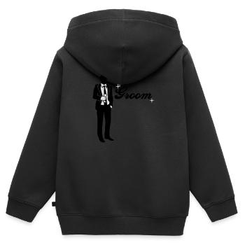 Marié - Équipe - Bride - Sweat Premium à capuche zippé enfant bio - noir - Dos - AI Model Kid Male (0cm)