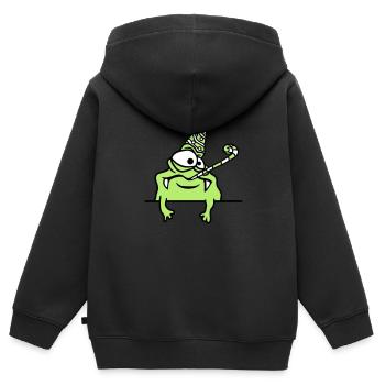 cadre de texte écrire mur anniversaire seul - Sweat Premium à capuche zippé enfant bio - noir - Dos - AI Model Kid Male (0cm)