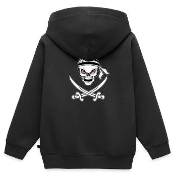 corsaire breton - Sweat Premium à capuche zippé enfant bio - noir - Dos - AI Model Kid Male (0cm)