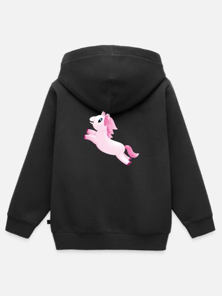 Smiley Unicorn - Kinder Premium Organic Zip Hoodie - Schwarz