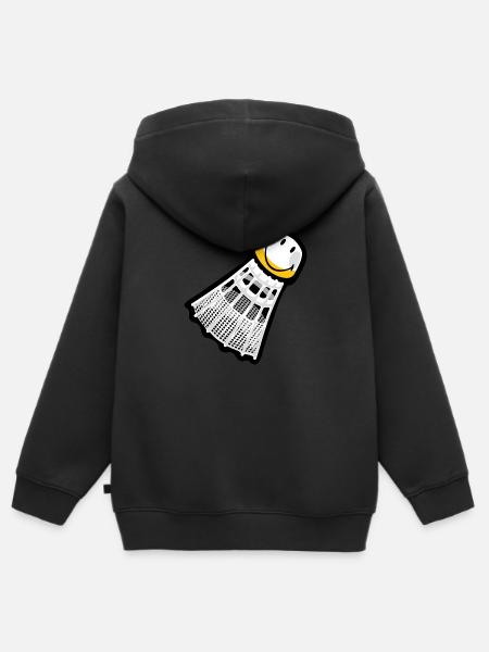 Smiley Badminton - Kinder Premium Organic Zip Hoodie - Schwarz