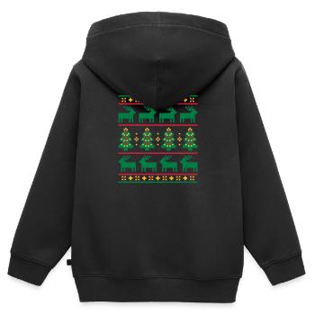 Norweger-Muster (Winter) 03.1 - Kinder Premium Organic Zip Hoodie - Schwarz - Hinten - AI Model Kid Male (0cm)