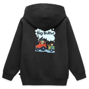 Pregnancy announcement 2021, Soon big brother. - Sweat Premium à capuche zippé enfant bio - noir - Dos - AI Model Kid Male (0cm)