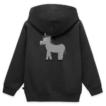 Esel - Kinder Premium Organic Zip Hoodie - Schwarz - Hinten - AI Model Kid Male (0cm)