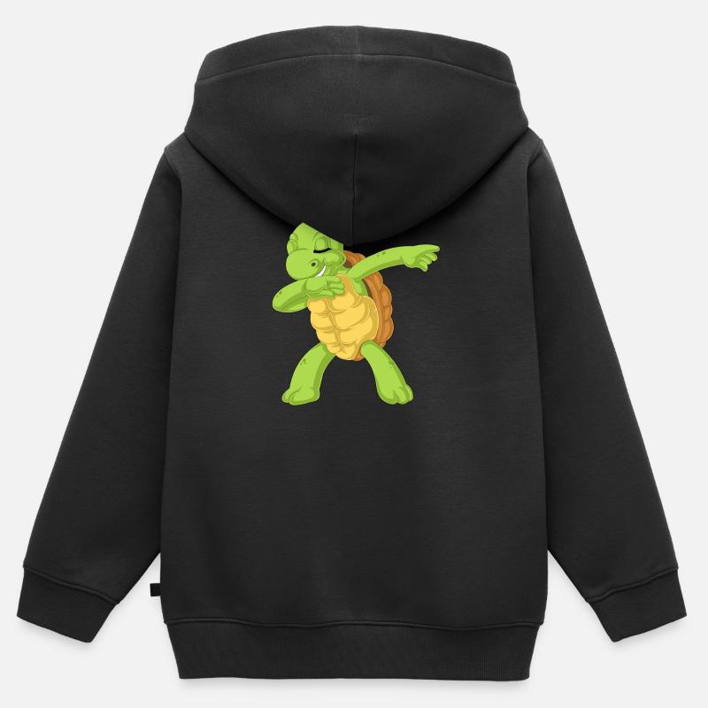 dabbing de tortue - Sweat Premium à capuche zippé enfant bio - noir