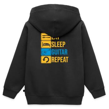 Gitarre spielen täglich wiederholen - Kinder Premium Organic Zip Hoodie - Schwarz - Hinten - AI Model Kid Male (0cm)