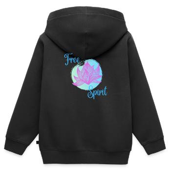 Free Spirit - Kinder Premium Organic Zip Hoodie - Schwarz - Hinten - AI Model Kid Male (0cm)