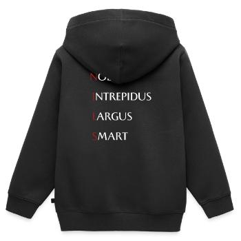 Nils - Kinder Premium Organic Zip Hoodie - Schwarz - Hinten - AI Model Kid Male (0cm)