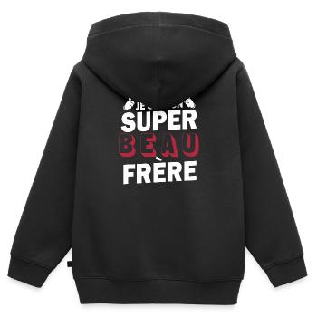 je suis un super beau-frère / cadeau beau-frère - Sweat Premium à capuche zippé enfant bio - noir - Dos - AI Model Kid Male (0cm)
