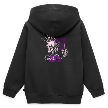 Skelett Punk Irokesen Anarchie Mittelfinger Viol - Kinder Premium Organic Zip Hoodie - Schwarz - Hinten - AI Model Kid Male (0cm)