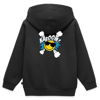 SmileyWorld Kaboom! Cooler Smiley Mit Sonnenbrille - Kinder Premium Organic Zip Hoodie - Schwarz - Hinten - AI Model Kid Male (0cm)
