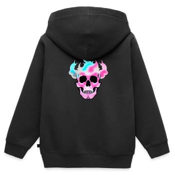 Feuerschädel Rauch pink Skelett Flammen 8 - Kinder Premium Organic Zip Hoodie - Schwarz - Hinten - AI Model Kid Male (0cm)