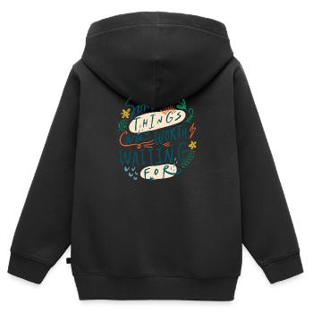 Certaines choses valent la peine d’attendre - Sweat Premium à capuche zippé enfant bio - noir - Dos - AI Model Kid Male (0cm)