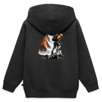 Le grimpeur - Sweat Premium à capuche zippé enfant bio - noir - Dos - AI Model Kid Male (0cm)