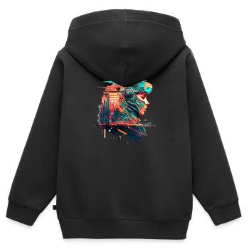 Vision d’avenir de la science-fiction dans la dystopie - Sweat Premium à capuche zippé enfant bio - noir - Dos - AI Model Kid Male (0cm)