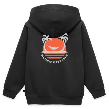 Sommer - Kinder Premium Organic Zip Hoodie - Schwarz - Hinten - AI Model Kid Male (0cm)