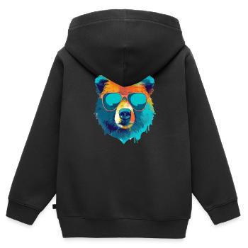 Bill the bespectacled bear - Kids Premium Organic Zip-up Hoodie - black - Back - AI Model Kid Male (0cm)