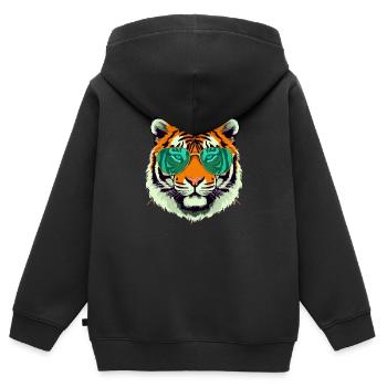 Tim le tigre à lunettes - Sweat Premium à capuche zippé enfant bio - noir - Dos - AI Model Kid Male (0cm)