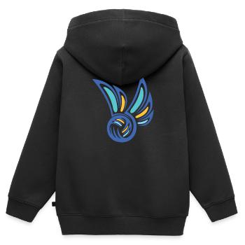 Ballsport - Kinder Premium Organic Zip Hoodie - Schwarz - Hinten - AI Model Kid Male (0cm)