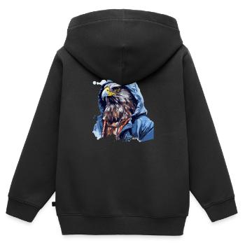 Streetstyle-Falke | Falken-Liebhaber - Kinder Premium Organic Zip Hoodie - Schwarz - Hinten - AI Model Kid Male (0cm)