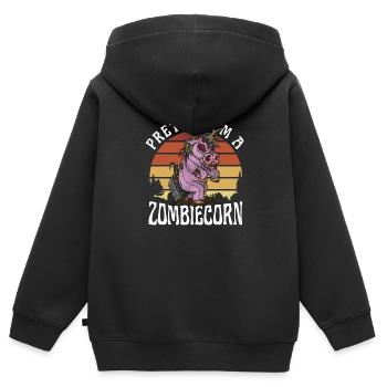 FAIRE SEMBLANT D’ÊTRE UN ZOMBIECORN Licorne zombie Halloween - Sweat Premium à capuche zippé enfant bio - noir - Dos - AI Model Kid Male (0cm)