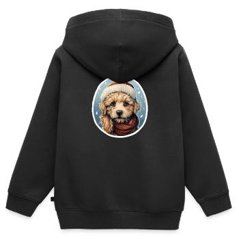 Winter dog with scarf and hat - Kids Premium Organic Zip-up Hoodie - black - Back - AI Model Kid Male (0cm)