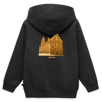 Hôtel de ville de Gotha Luther Bach Thuringe - Sweat Premium à capuche zippé enfant bio - noir - Dos - AI Model Kid Male (0cm)