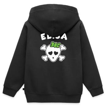 Pirate Elisa Design pour les filles et les femmes - Sweat Premium à capuche zippé enfant bio - noir - Dos - AI Model Kid Male (0cm)
