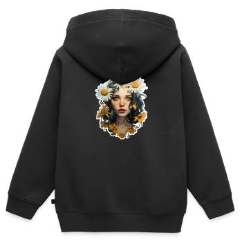Margeriten Mädchen - Kinder Premium Organic Zip Hoodie - Schwarz - Hinten - AI Model Kid Male (0cm)