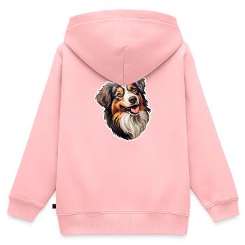 Australian Shephard treu - Kinder Premium Organic Zip Hoodie - Rosa - Hinten - AI Model Kid Female (0cm)