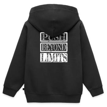 Devis d’entraînement Citations d’endurance - Sweat Premium à capuche zippé enfant bio - noir - Dos - AI Model Kid Male (0cm)