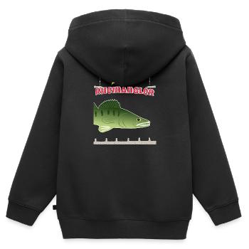 Rheinangler Buhne Zander - Kinder Premium Organic Zip Hoodie - Schwarz - Hinten - AI Model Kid Male (0cm)