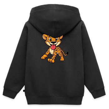 Lebendige Leopardenflecken - Kinder Premium Organic Zip Hoodie - Schwarz - Hinten - AI Model Kid Male (0cm)