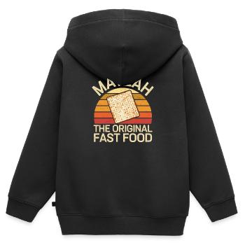 Koscherer Genuss mit Stil - Kinder Premium Organic Zip Hoodie - Schwarz - Hinten - AI Model Kid Male (0cm)