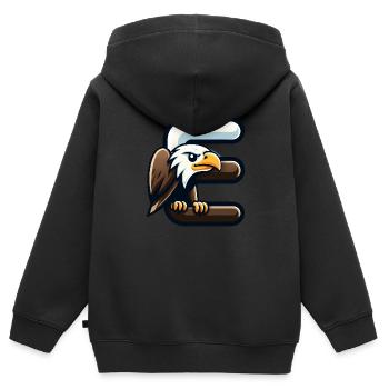 Aigle majestueux avec la lettre E - Sweat Premium à capuche zippé enfant bio - noir - Dos - AI Model Kid Male (0cm)