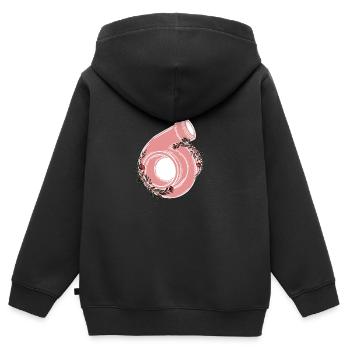 Turbo - Kinder Premium Organic Zip Hoodie - Schwarz - Hinten - AI Model Kid Male (0cm)