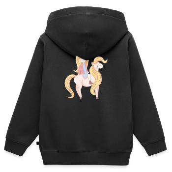 Pony fille - Sweat Premium à capuche zippé enfant bio - noir - Dos - AI Model Kid Male (0cm)