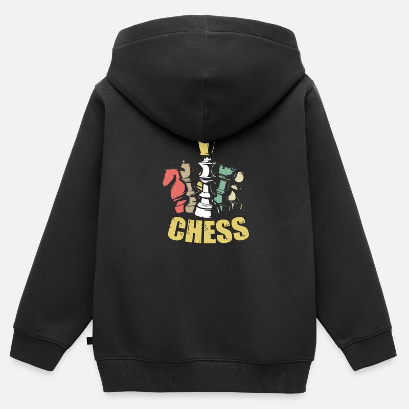 Chess King Chess Queen Chessmaster Chess Retro - Sweat Premium à capuche zippé enfant bio - noir