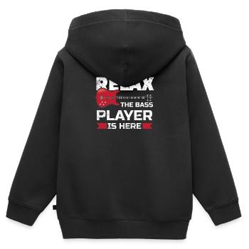 Relax der Bassist ist hier Bassist Geschenke für eine - Kinder Premium Organic Zip Hoodie - Schwarz - Hinten - AI Model Kid Male (0cm)