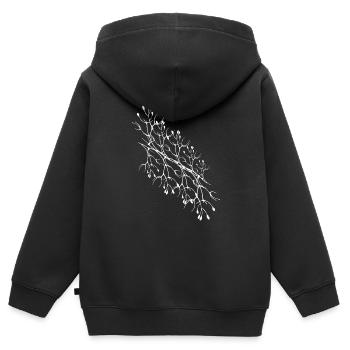 branches, branches, patterns, abstract, white, filigree, - Kids Premium Organic Zip-up Hoodie - black - Back - AI Model Kid Male (0cm)